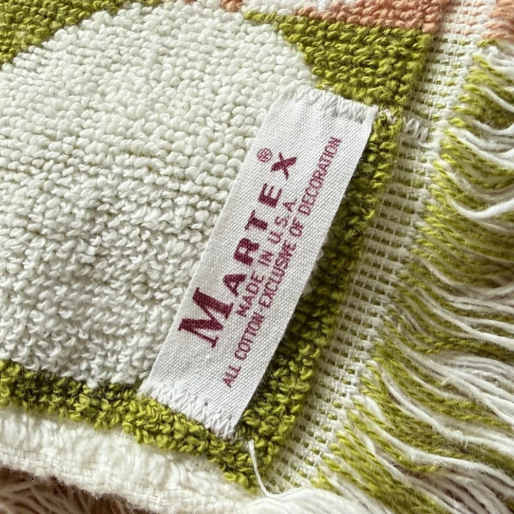 Vintage 1960's Martex Hand Towel Set Lot Pineapple Apple Checkered Retro 70s USA